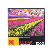 Kodak 1000 Piece Premium Jigsaw Puzzle - Sunset Balloons Over Tulip Field