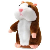 Talking Hamster Plush Toy, Repeat What You Say Funny Kids Stuffed Toys, Talking Record Plush Interactive Toys For, Birthday Gift Kids Early Learning (Brown)