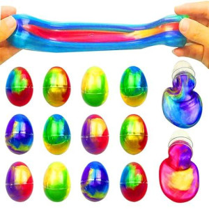 Qingqiu 12 Pack Colorful Slime Eggs Toys Easter Eggs For Kids Girls Boys Easter Basket Stuffers Fillers Gifts Party Favors