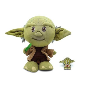 Underground Toys Star Wars Jedi Master Yoda Stylized Plush Character And Collectible Metal Enamel Pin | Plush Doll Measures 7 Inches Tall