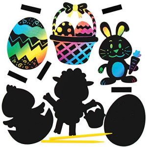Baker Ross At452 Easter Scratch Art Magnets - Pack Of 10, Ideal For Kids Arts And Crafts, Educational Toys, Gifts, Keepsakes