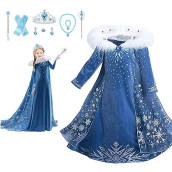 Vby Snow Princess Costume Girls Halloween Cosplay Fancy Dress Queen Christmas Birthday Party Dress 3-8Y