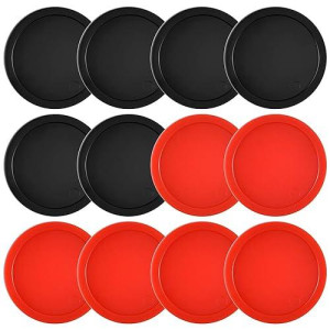 Coopay 12 Pieces Home Air Hockey Pucks 2.5 Inch Heavy Replacement Pucks For Game Tables Equipment Accessories, 12 Grams (Red And Black)