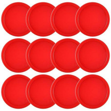 Coopay 12 Pieces Home Air Hockey Pucks 2.5 Inch Heavy Replacement Pucks For Game Tables Equipment Accessories, 12 Grams (Red)