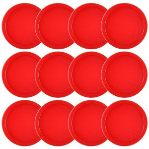 Coopay 12 Pieces Home Air Hockey Pucks 2.5 Inch Heavy Replacement Pucks For Game Tables Equipment Accessories, 12 Grams (Red)