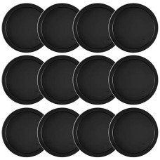 Coopay 12 Pieces Home Air Hockey Pucks 2.5 Inch Heavy Replacement Pucks For Game Tables Equipment Accessories, 12 Grams (Black)
