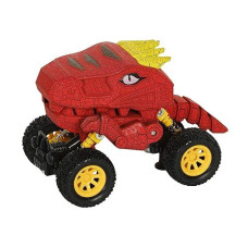 Aeromax Dino-Faur Pull Back Dinosaur Truck, Red With Yellow Accent (Pbdb-B)