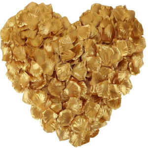 Lzxd 1000 Pieces Gold Artificial Silk Rose Petals Flower Decoration Wedding Party Color Gold