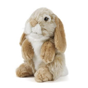 Living Nature Brown Sitting Lop Eared Rabbit, Realistic Soft Cuddly Bunny Toy, Naturli Eco-Friendly Plush, 7 Inches