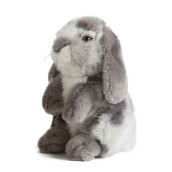 Living Nature Grey Sitting Lop Eared Rabbit, Realistic Soft Cuddly Bunny Toy, Naturli Eco-Friendly Plush, 7 Inches