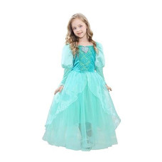 Dressy Daisy Girls Princess Dress Up Costume Mermaid Halloween Xmas Birthday Parties Long Sleeve Size 4-5 Green