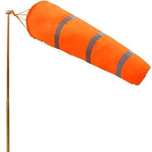 Anley 40-Inch Windsock - Rip-Stop Polyester Wind Direction Measurement Sock Bag With Reflective Belt - For Outdoors Airport Farm & Park - Orange 3.3 Feet