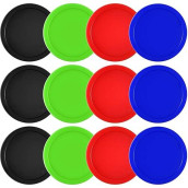 Coopay 12 Pieces Home Air Hockey Pucks 2.5 Inch Heavy Replacement Pucks For Game Tables Equipment Accessories, 12 Grams (Red, Black, Blue, Green)