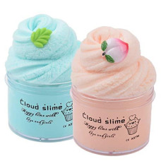 Christmas 2 Pack Mint Leaf Peach Cloud Slime Cotton Slime,Super Soft And Non-Sticky Slime Kit Gift For Boys And Girls