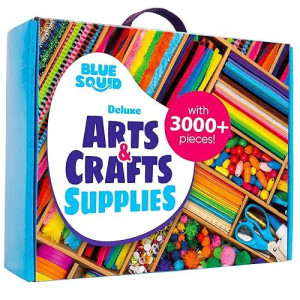 Blue Squid Craft Supplies For Kids - 2000+Pcs In This Xxxl Arts And Crafts Kit - This Huge Art Supply Box & Craft Set Is Perfect For Young Artists Of Ages 4,5,6,7,8,9,10,11,12