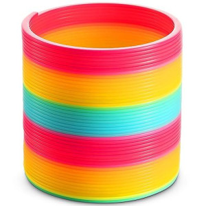Jumbo Rainbow Coil Spring Toy - 6 Inch Giant Magic Spring Toys For Kids, A Huge Classic Novelty Toy For Boys And Girls, Colorful Neon Plastic Prizes, Gifts, Birthdays And Favors