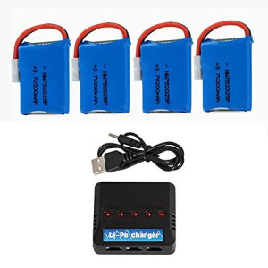 3.7V 200Mah Li-Po Battery For Rc Drone Battery 4 Pack With 5-In-1 Smart Charger