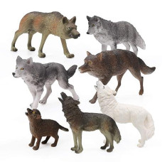 Restcloud 7Pcs Wolf Toy Figurines Set Wolf Animals Figures (Wolf Set A)