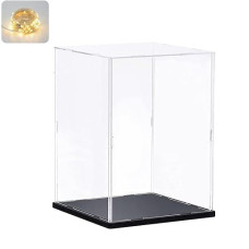 Elepure Clear Acrylic Display Stand Assemble Countertop Box Storage Organizer Display Case Protection Showcase For Figures Collectibles For Lego Models, 9.8