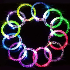 Novelty Place 12Pcs Led Bracelets Set - Party Supplies Favors, Light Up Toys Supplies For Thanksgiving, Christmas, Birthday - Glow Accessory For Kids And Adults - 6 Color