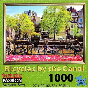 Puzzle Passion - Bicycles By The Canal - 1000 Piece Jigsaw Puzzle