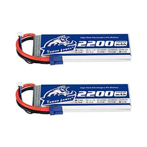 Yowoo 2 Packs 2200Mah 2S 7.4V 60C Lipo Battery With Ec3 Plug For Rc Evader Bx Car Rc Truck Rc Truggy Rc Airplane Uav Drone Fpv Rc Plane 450 Helicopter Rc Boat