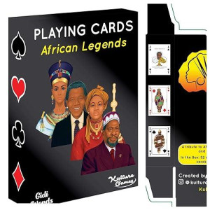 Kulture Games Playing Cards: African Legends - African Playing Cards - Trivia Party Game For Adults & Family Game Night - Black History Playing Cards - Inspirational African Legends Trivia Card Game