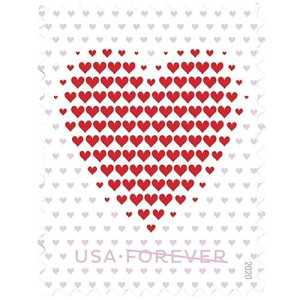 Made Of Hearts Sheet Of 20 Forever First Class Postage Stamps Wedding Celebration Love Valentines (1 Sheet Of 20)