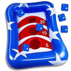36" Inflatable Pool Cornhole Set Toss Games, American Flag Ring Toss Pool Toys For Kids Adults Outdoor Beach Game Float Cornhole Board Pool Party Patriotic Summer Water Beach Toys