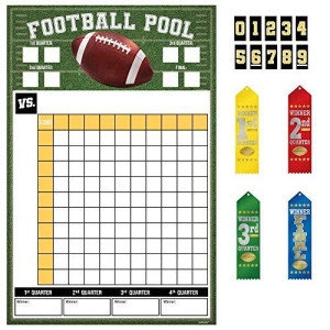 Ultimate Football Pool Game With Ribbons - 18 X 27.5 Game Sheet, 4 Award Ribbons, Numbers Sheet - Perfect For A Memorable Competition