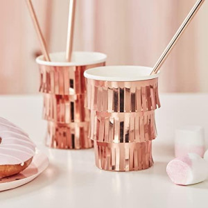 Ginger Ray Fringe Rose Gold Party Paper Cups 8 Pack, 8 Count (Pack Of 1), Mix It Up