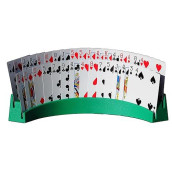 Twin Tier Premier Playing Card Holder (Set Of 2) - Holds Up To 32 Playing Cards Easily - 12 1/2" X 4 1/2" X 2 1/4" - Stack For Storage - Made In The Usa (Green)