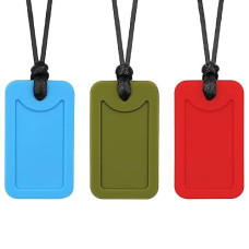 Chew Necklaces For Sensory Kids, Chewable Necklace For Autistic, Adhd, Sdp, Chewing Necklace For Children, Silicone Dog Tags Chewy - 3 Pack