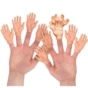10Pcs Finger Hands Finger Puppets With 5Pcs Finger Hands For Finger Hands | Soft Vinyl Finger Puppets | Sarcastic Toys For A Crazy Game Night With Friends! Assorted Tone (Black, Tan Or White)