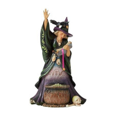 Enesco Jim Shore Heartwood Creek Halloween Casting Trouble Scary Witch with Cauldron Figurine, Multicolor