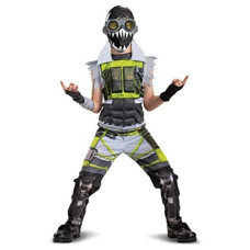 Disguise Apex Legends Octane Costume, Video Game Inspired Muscle Padded Jumpsuit And Mask, Child Size Extra Large (14-16), Green & Beige (112139J')