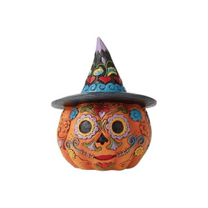 Enesco Jim Shore Heartwood Creek Halloween Day of The Dead Pumpkin Miniature Figurine, Multicolor