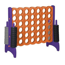 Ecr4Kids Jumbo 4-To-Score Giant Game Set - Oversized 4-In-A-Row Fun For Kids, Adults And Families - Indoorsoutdoor Yard Play - 4 Feet Tall - Orange And Purple