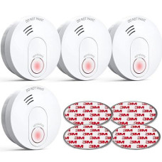 Siterwell Smoke Detector, 10 Year Fire Alarm With Photoelectric Sensor And Built-In Battery, Fire Detector With Low Battery And Fault Warning For House And Bedroom, Ul Listed, Gs526A, 4 Packs