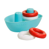 Ubbi Boat & Buoys Bath Toys, Includes 1 Boat And 4 Buoys, Bath Time Toys For Toddlers,Cyan,Red,White