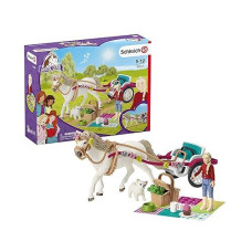 Schleich Horse Club, Horse Toys For Girls And Boys, Carriage Ride To The Big Horse Show Playset