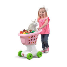Step2 Little Helper'S Shopping Cart For Kids, Grocery Store Pretend Play Toy For Toddlers Ages 2+ Years Old, Durable, Easy Assembly, Bright Colors, Pink