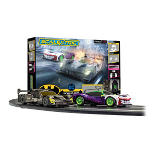 Scalextric Batman Vs Joker 1:32 Spark Plug Slot Car Race Track Set C1415T, Black