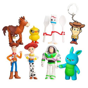 Pantyshka Toy Story Toys - Set Of 7 Action Figures With Woody, Buzz And Jessie - Premium Animated Collection With Keychain Included - Fun Party Supplies For Toddlers - Cake Topper Set For Birthday