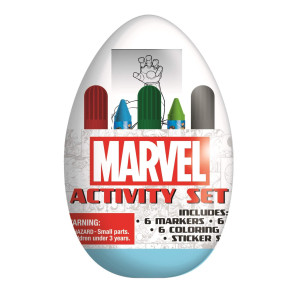 Kids Activity Egg Easter craft Kit with coloring Pages, Stickers, Markers, and crayons (Marvel)