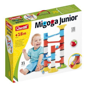 Quercetti Migoga Junior Marble Run - 31-Piece Beginner Set With Large Pieces And Rattle Balls, For Toddlers And Little Kids Ages 18 Months And Up
