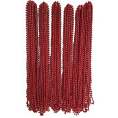 Dondor Festive Metallic Beaded Necklaces (144 Pack, Red.)
