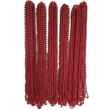 Dondor Festive Metallic Beaded Necklaces (72 Pack, Red)