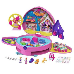 Polly Pocket 2-In-1 Travel Toy Playset With 2 Micro Dolls & Toy Ice Cream Cart Accessoory, Tiny Is Mighty Theme Park Backpack Compact