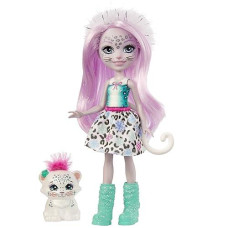 Enchantimals Sybill Snow Leopard Small Doll (6-In) & Flake Animal Friend Figure, 6-Inch Small Doll With Removable Skirt, Snow Boots, And Fur Headband, Great Gift For 3 To 8 Year Olds